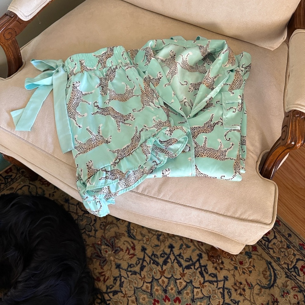 Mint Green Leopard Print Pajama Set
